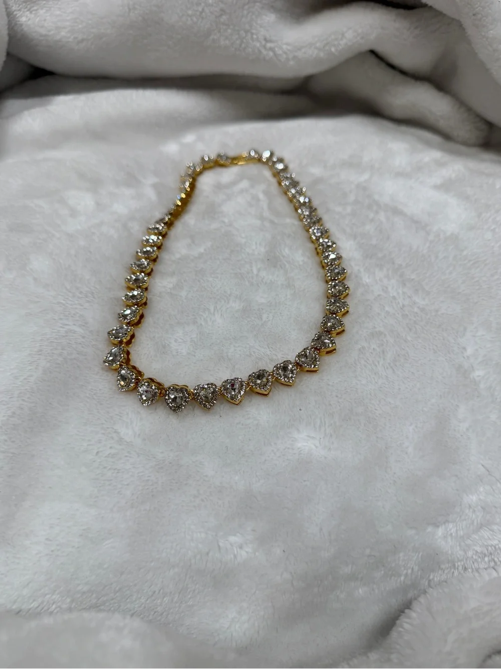 Gold-Tone Heart Crystal Tennis Necklace - Women's Jewelry